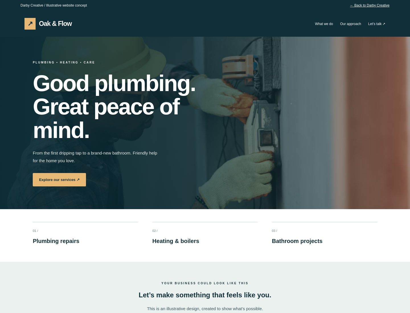 Screenshot of the Oak & Flow design concept